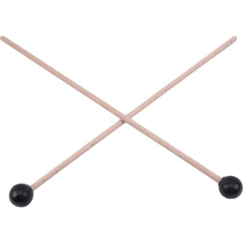 1 Pair Wooden Percussion Sticks Professional Percussion Instruments Xylophone Marimba Mallets Maple Wooden Handle Rubber Mallets