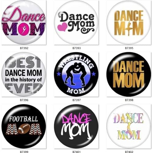Word best dance mom 10pcs mixed 12mm/18mm/20mm/25mm Round photo glass cabochon demo flat back Making findings B7392