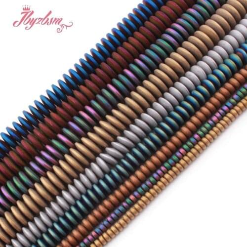 2x4/3x6/3x8mm Natural Hematite Rondelle Frost Loose Natural Stone Beads For Jewelry Making Women DIY Necklace Bracelet Str 15"