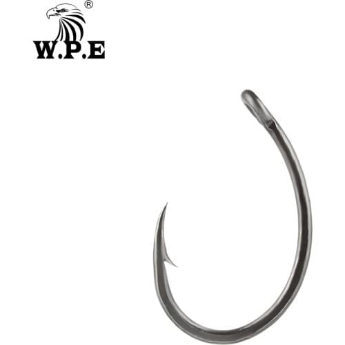 W.P.E 3pack/5pack Coating Fishing Hook 4/6/8# High Carbon Steel Barbed Wide Gape Curve Shank Carp Fishing Hook Hair Rig