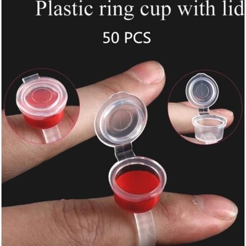 50Pcs Microblading Pigment Glue Rings Tattoo Ink Holder For Semi Permanent makeup Microblading Pigment Cap Tattoo Tool Holder