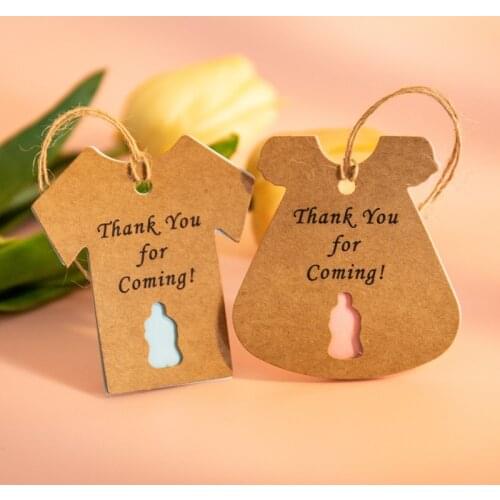 50pcs Thank You for Coming Kraft Paper Tag Lable Baby Shower Favor Gifts Packing Decorations Birthday Party Candy Box Accessory