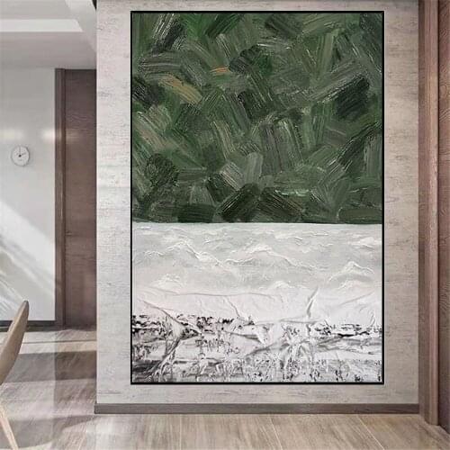 Abstract Design 100% Hand Painted Green Gray Abstract Canvas Art Oil Painting Wall Art Paintings For Living Room Home Showpieces