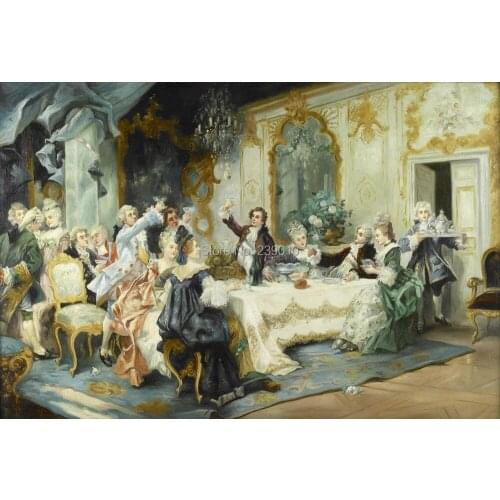 Free shipping Dinner party oil painting canvas prints decoration picture classical court figure oil painting printed on canvas