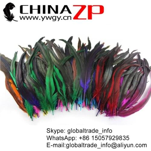 CHINAZP Factory Wholesale 1000pcs/lot Size 30-35cm(12"-14") Top Quality Part Dyed Mix Colors Rooster Tail Feathers DIY Decor