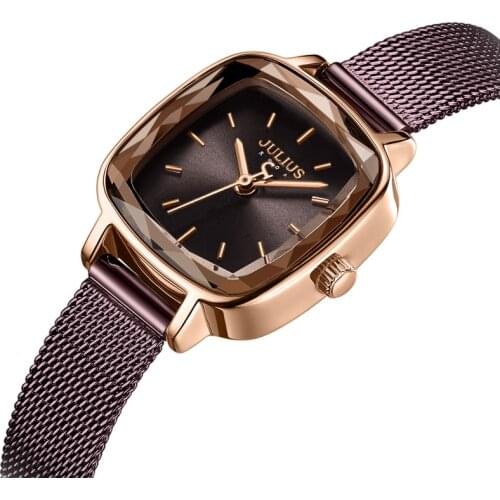 Elegant Square Womens Watch Miyota Mov't Lady Hours Fine Fashion Clock Bracelet Stainless Steel Girls Birthday Gift Julius Box