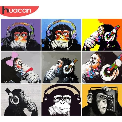 HUACAN Monkey Animals Pictures By Number Kits Home Decor Painting By Number Drawing On Canvas HandPainted Art Gift 40x50