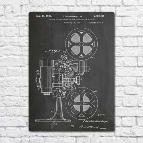Movie Projector 1933 Patent Metal Tin Sign Metal Sign Wall Decor Fashion Art Decor Poster BIE171