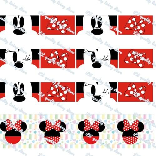 16-75mm Bow Pattern Printed Grosgrain Ribbon/16mm Printed Elastic Foe Ribbons DIY Hair Bows Sewing Webbing 50 Yards