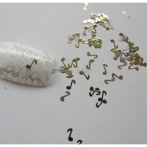 MS143-2 100pcs Gold Cute Music Sign Metal Sticker Nail Art Metal Sticker Nail Art Decoration Non-adhesive Sticker