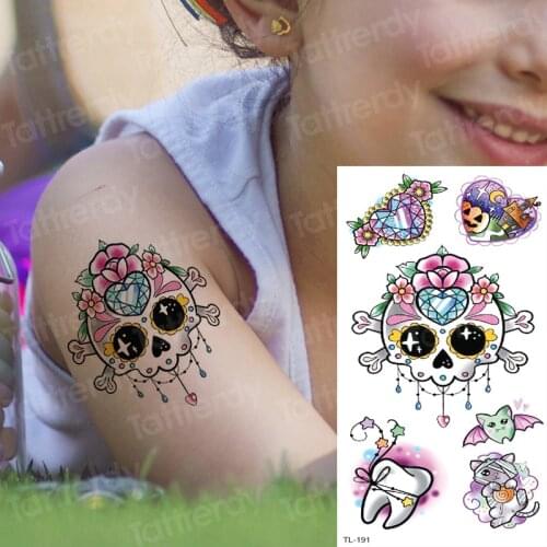Cute angel wings Elf tattoos skull fake arm sleeve tattoos kids children unicorn tattoo kids halloween tattoo face body art gift