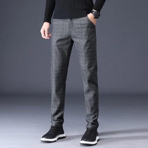 2021 Spring Classic Style Mens Casual Pants Business Fashion Black Grey Elastic Regular Fit Trousers High Quality Clothes,699