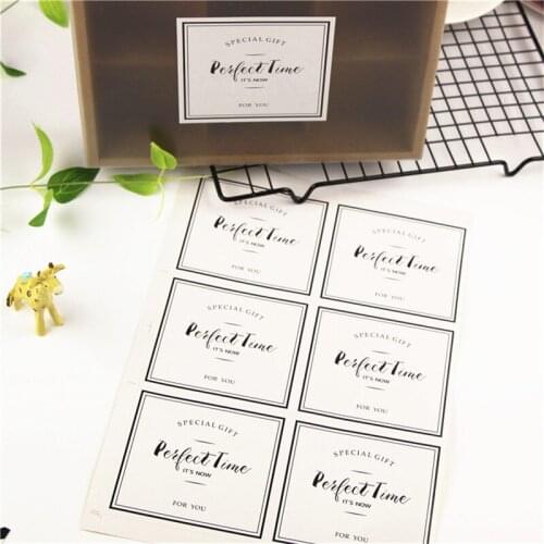 60 Pcs=10 Sheets New Black White Perfect Time Stickers Tags Labels Gift Tag Birthday Home Christmas Decoration Adhesive Sticker