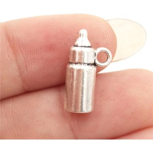 BULK 30 Zinc Alloy Baby Bottle Charms Tibetan Silver Plated DIY Bracelet Necklace Jewelry Making Accessories 15*8.5mm 1g