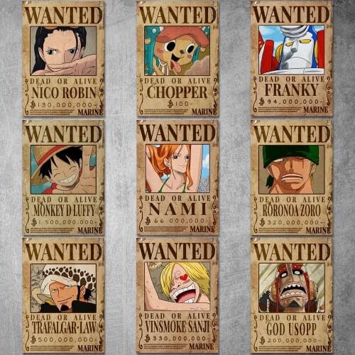 Canvas Painting One Piece Luffy Wanted Posters and Prints Wall Art Picture for Living Room Decor No Frame