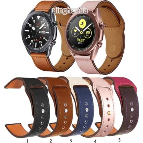 Quality Leather Watch Band Strap for Samsung Galaxy Watch 3 41mm 45mm 42mm 46mm Strap for Active 2 44mm 40mm S3 strap 20mm 22mm