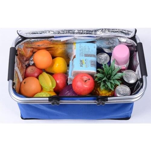 Folding Picnic Camping Basket Insulated Shopping Cooler Home Storage Basket Hamper Basket Bag Box Outdoor Lunch Box