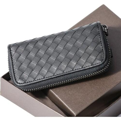 Key bag mens leather large capacity tide brand storage bag multi-function car key card bag two in one womens key bag