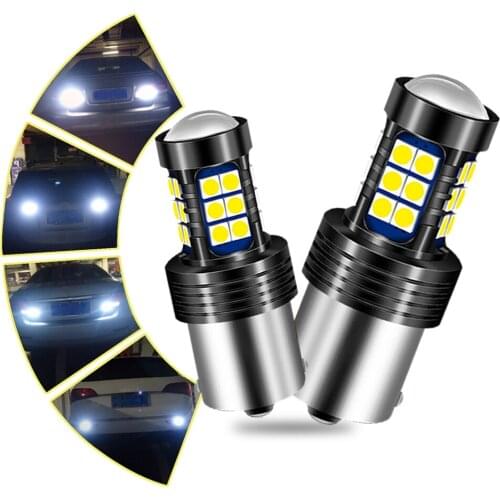 2x Car Reverse Lights LED Bulbs P21W 1156 BA15S T20 W21W 7440 T15 W16W 921 912 LED Canbus No Error 27SMD 3030 Chips 6000k White
