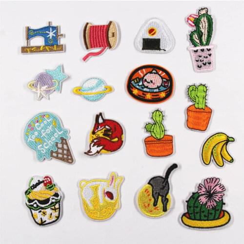 Fabric Embroidered Cactus Cake Patch Cap Clothes Stickers Bag Sew Iron On Applique DIY Apparel Sewing Clothing Accessories BU159