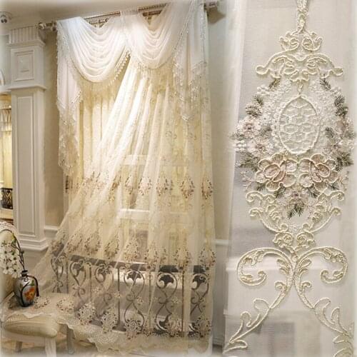 Top white embroidered Voile Curtain for living room windows high quality customized elegant Tulle for villa apartment bedrooms