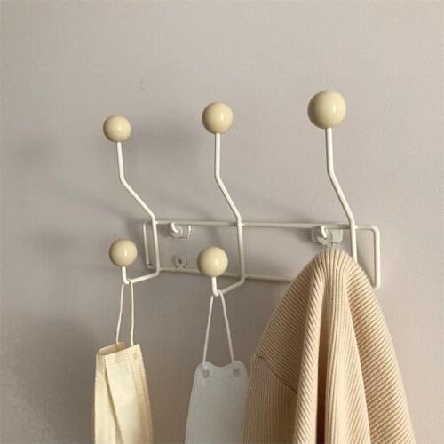 Vintage Wall Hook Korean Wood Clothes Hat Cream Color Wrought Iron Holder Rack Hook Home Organizer Kids Room Nursery Decoration