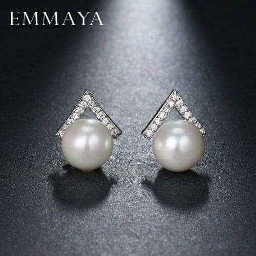 EMMAYA Pearl Earring 2017 New Top Quality Crystal CZ Crystal Hot Sale Stud Earrings Jewelry For Women Lady Gift