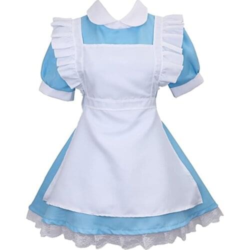 Halloween Women Adult Anime Blue Party Dress Alice Dream Women Sissy Maid Lolita Cosplay Costume M-2XL