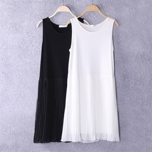New Spring Summer Pleated Dress Women Chiffon Patchwork Spaghetti Strap Dresses Lady Bottoming Tank Dress Sundress Vestidos A769