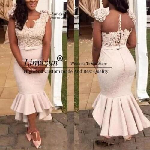 Plus Size Evening Dresses Mermaid Vestido De Festa Lace Prom Dresses Beaded 2020 robe de soiree African Formal Gown Party Dress