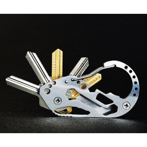 1pcs Stainless Steel EDC Multi-function Key Holder Clip Keychain Quickdraw Screwdriver Wrench Carabiner Outdoor Tools