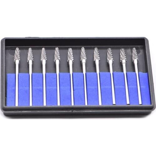 10pcs L4 Dental Grinding Heads Dentistry Equipment Tungsten Steel Carbide Burs Drills Teeth Polishing & Smoothing Dentist Tools
