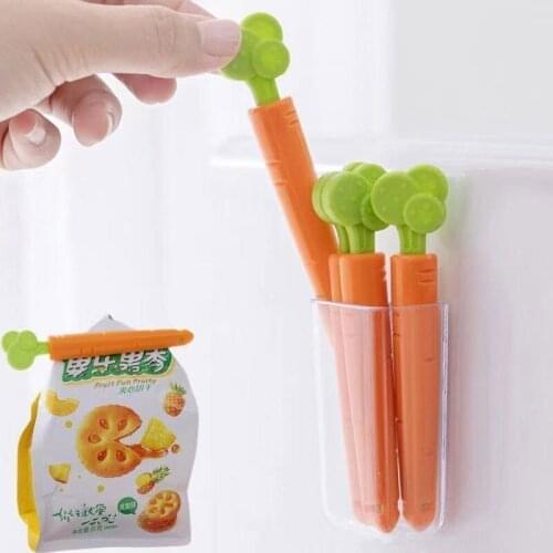 5Pcs Carrot Bag Clips Storage Snack Food Seal Sealing Clips Portable Sealer Clamp Plastic Seal Pour Food Storage Bag Clip