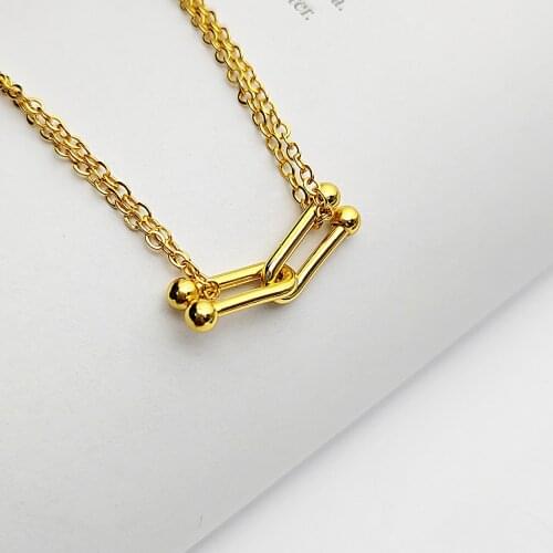 925 Silver Necklace Personality Geometry Necklace Clavicle Chain 18k Gold Fashion Punk Style Jewelry Womens Clavicle Chain