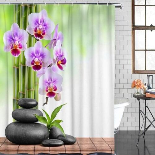 Bamboo Orchid Zen Shower Curtain Waterproof Bathroom Shower Curtain With Hook Accessory Bathroom Accessories