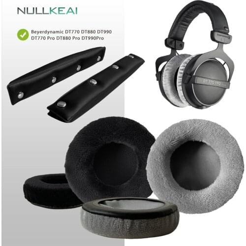 NULLKEAI Velvet Replacement Parts for Beyerdynamic DT770 DT880 DT990 DT770Pro DT880Pro DT990Pro Earpads Headband Earmuff
