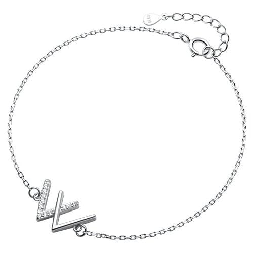 925 Sterling Silver Simple Personality W Letter Bracelet Womens Inlaid Zirconia Charm Hand Jewelry Fashion Gifts