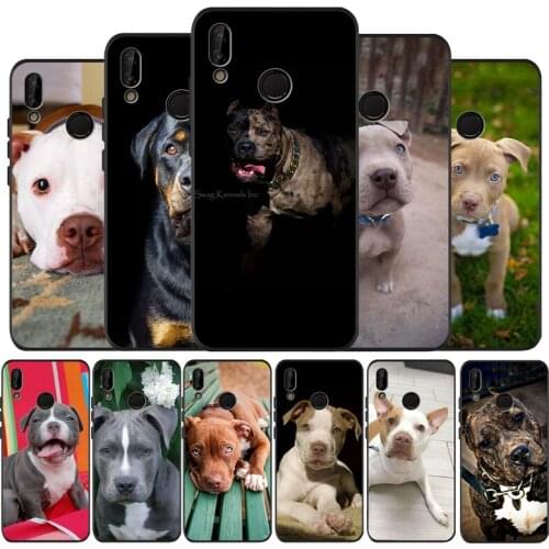 White Pit Bull Lovely Pet Dog Pitbull Black Soft Phone Case For Huawei 40 30 20 10 9 Lite Pro P smart 2019 Y6 Y6 Prime2019 Y9
