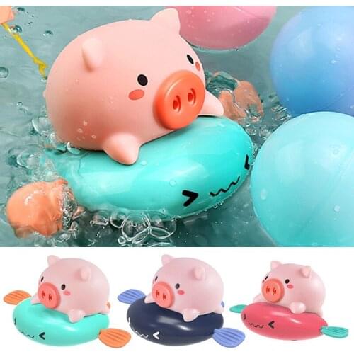 Baby Kids Pig Ride Fish Wind Up Clockwork Water Spray Bath Swimming Play Toy Bath Tub EIG88