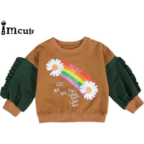 Imcute Spring autumn Long sleeves Sweatshirt for kids Clothes Rainbow Cloud outwears Sweatshirt for boys and girls tops 1-6 Y