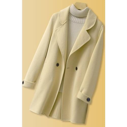 Double sided cashmere coat womens middle and long style 2021 spring new style slim man wool coat high-end wool