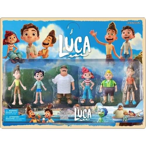 6pcs/Set Luca Disney Pixar Cartoon Anime Action Figures Luca Alberto Sea Monster Model Toy Collection Hobby Birthday Gift
