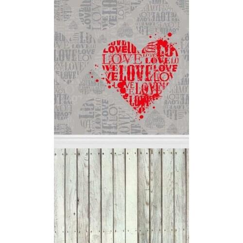 European Flowers Red Heart Background White Wood Backdrops for Photography 5*6.5ft Valentines Day Background Studio Props