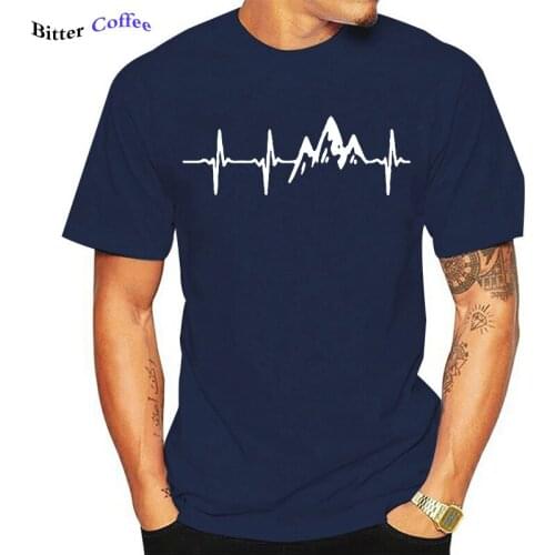 Printed Mountain Heartbeat Faddish Men Tshirts Hill Hiking Biker Comfortable Youth T Shirt Mens Summer Cotton Street T Shirt