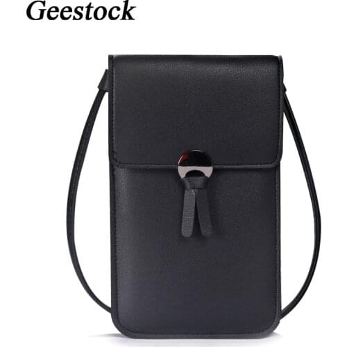 Geestock Girls Phone Bag Case Transparent Touch Screen Shoulder Bag RFID Wallet Women Smartphone Purse Card Pouch