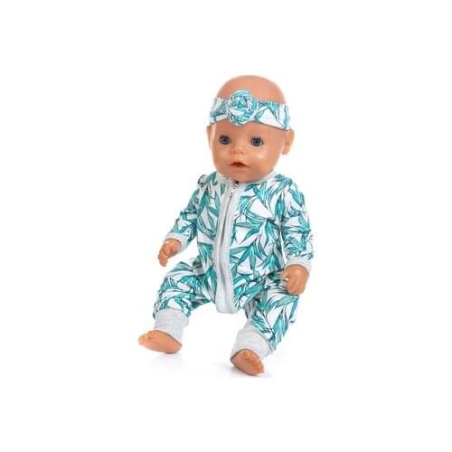 New Pattern Long Sleeve Suit With Hood Zipper+Headdress Fit 18 Inch American&43cm Baby New Born Doll Clothes Accessories