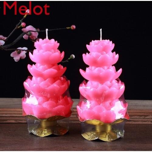 Lotus Lamp Candle Domestic Buddha Worship Lotus Buddha Utensils Buddhist Supplies Candle Ever-Burning Lamp Wish Butter Lamp
