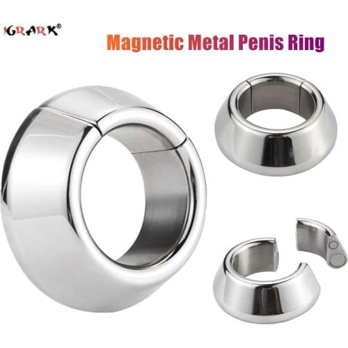 Magnetic Stainless Steel Penis Stretching Ring Cock Ring Scrotum Metal Pendant Ball Stretcher Testicle Chastity Sex Toys For Men