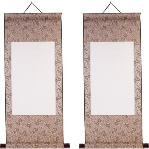 2pcs Mini Blank Hanging Scroll Chinese Painting Paper Kid Calligraphy Art Scroll