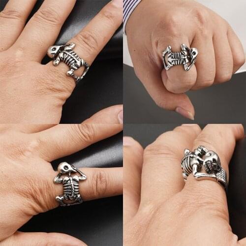 Fashion Halloween Creative Ring Jewelry Retro Punk Style Skull Palm Opening Ring Men and Women Accessories